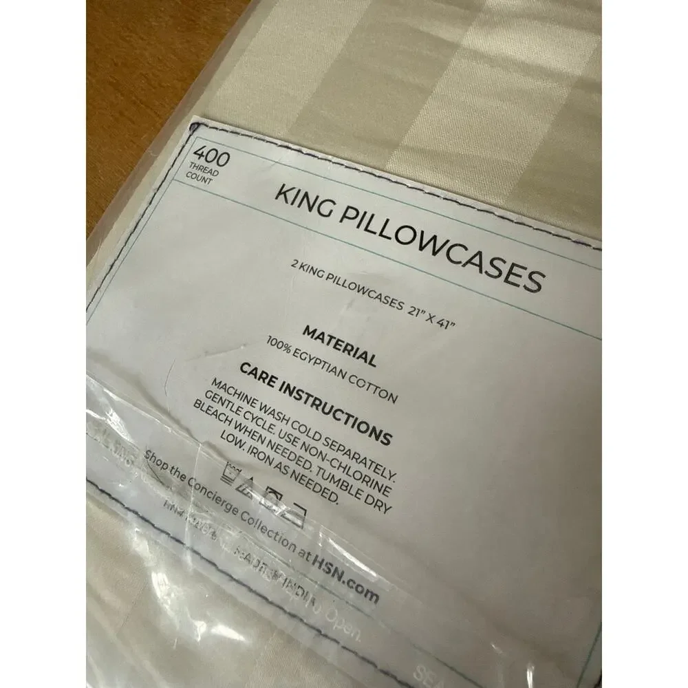 KPC Concierge Collection 100% Egyptian Cotton 400 TC Striped King Pillowcase Set